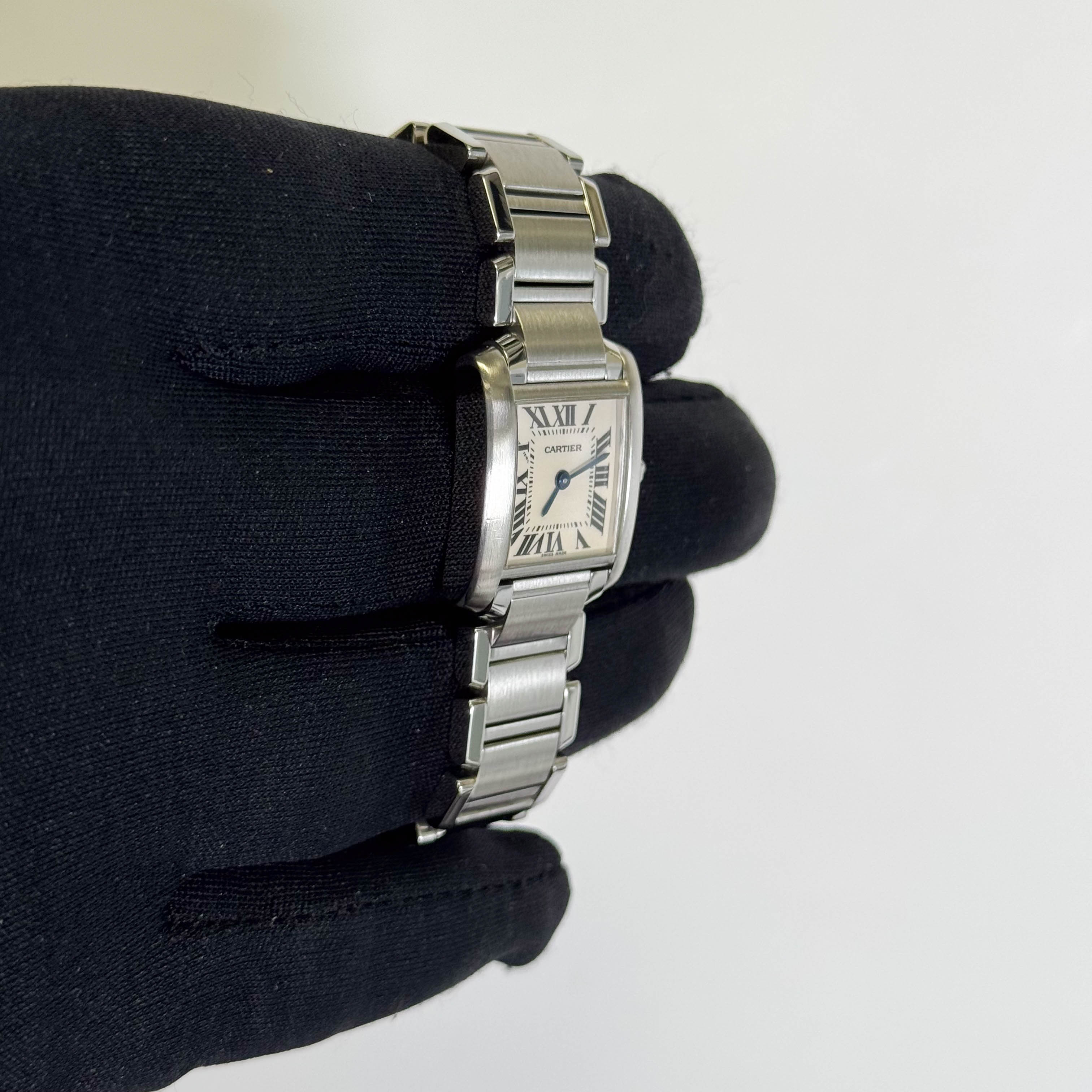 Cartier Tank Stainless Steel 20mm Ivory Dial Watch Ref# W51008Q3