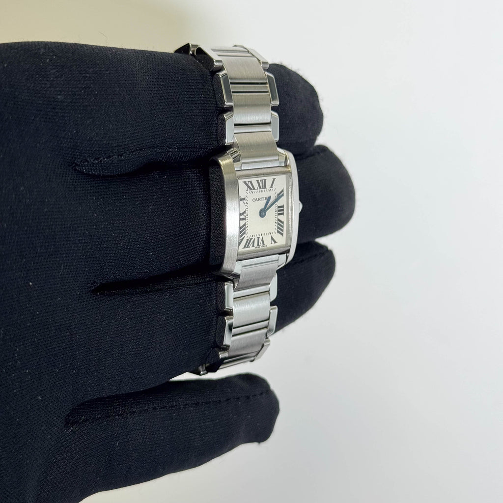 Cartier Tank Stainless Steel 20mm Ivory Dial Watch Ref# W51008Q3