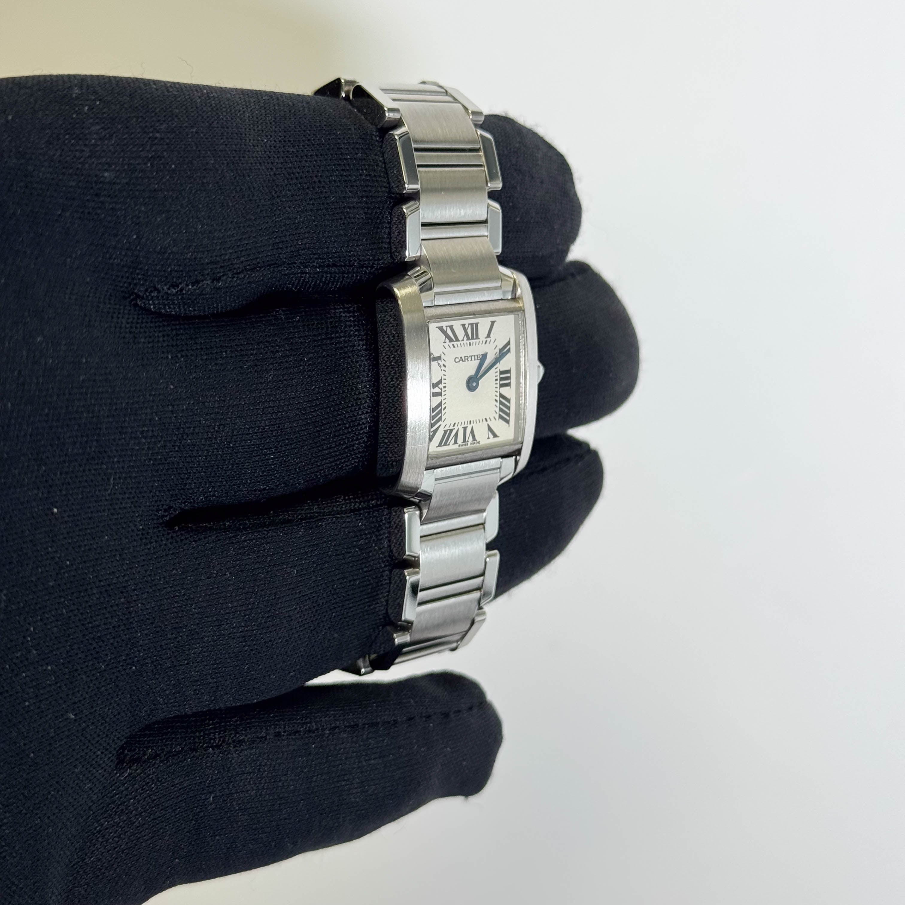 Cartier Tank Stainless Steel 20mm Ivory Dial Watch Ref# W51008Q3