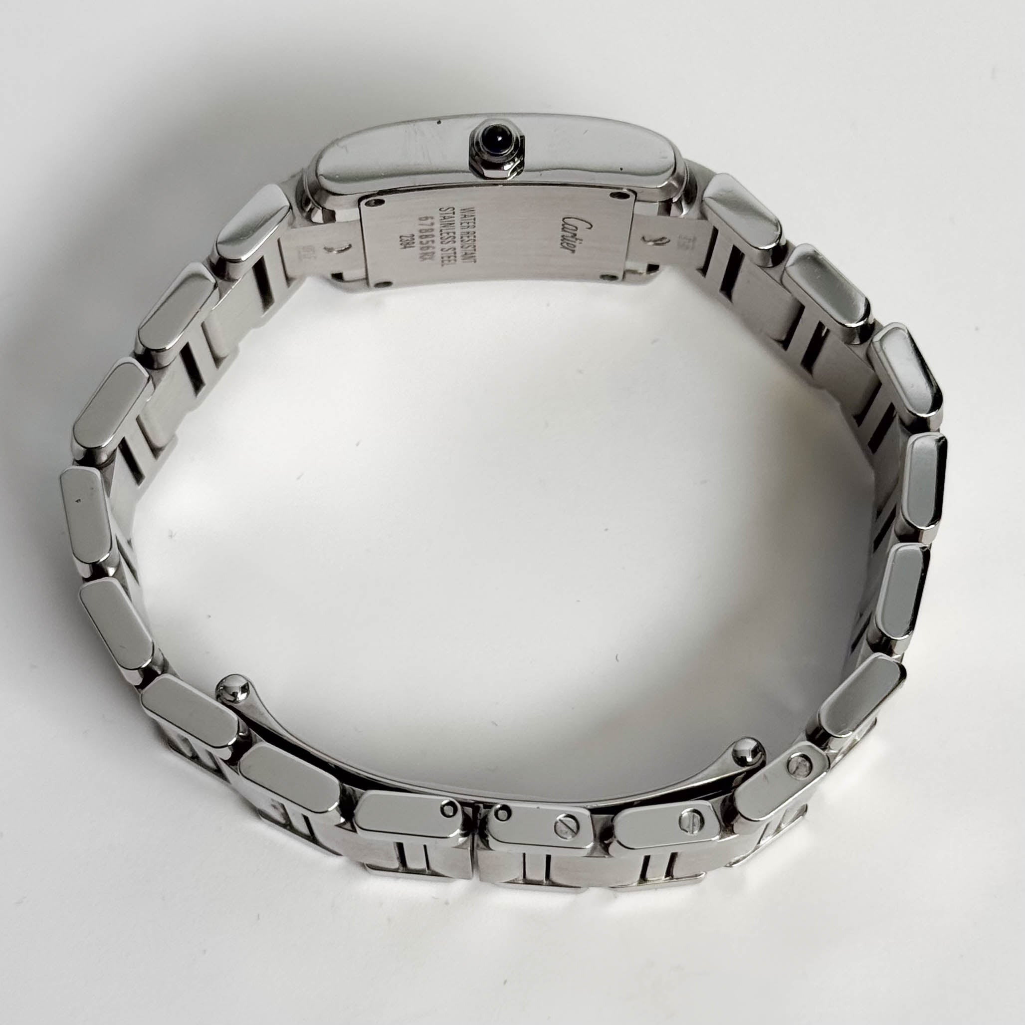 Cartier Tank Stainless Steel 20mm Ivory Dial Watch Ref# W51008Q3