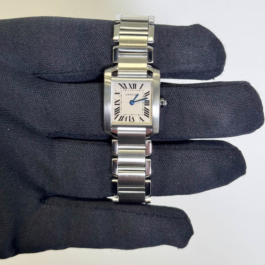 Cartier Tank Stainless Steel 20mm Ivory Dial Watch Ref# W51008Q3