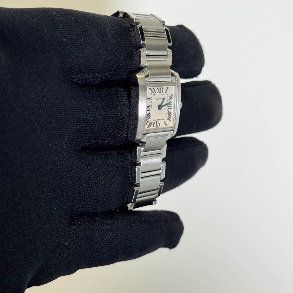 Cartier Tank Stainless Steel 20mm Ivory Dial Watch Ref# W51008Q3