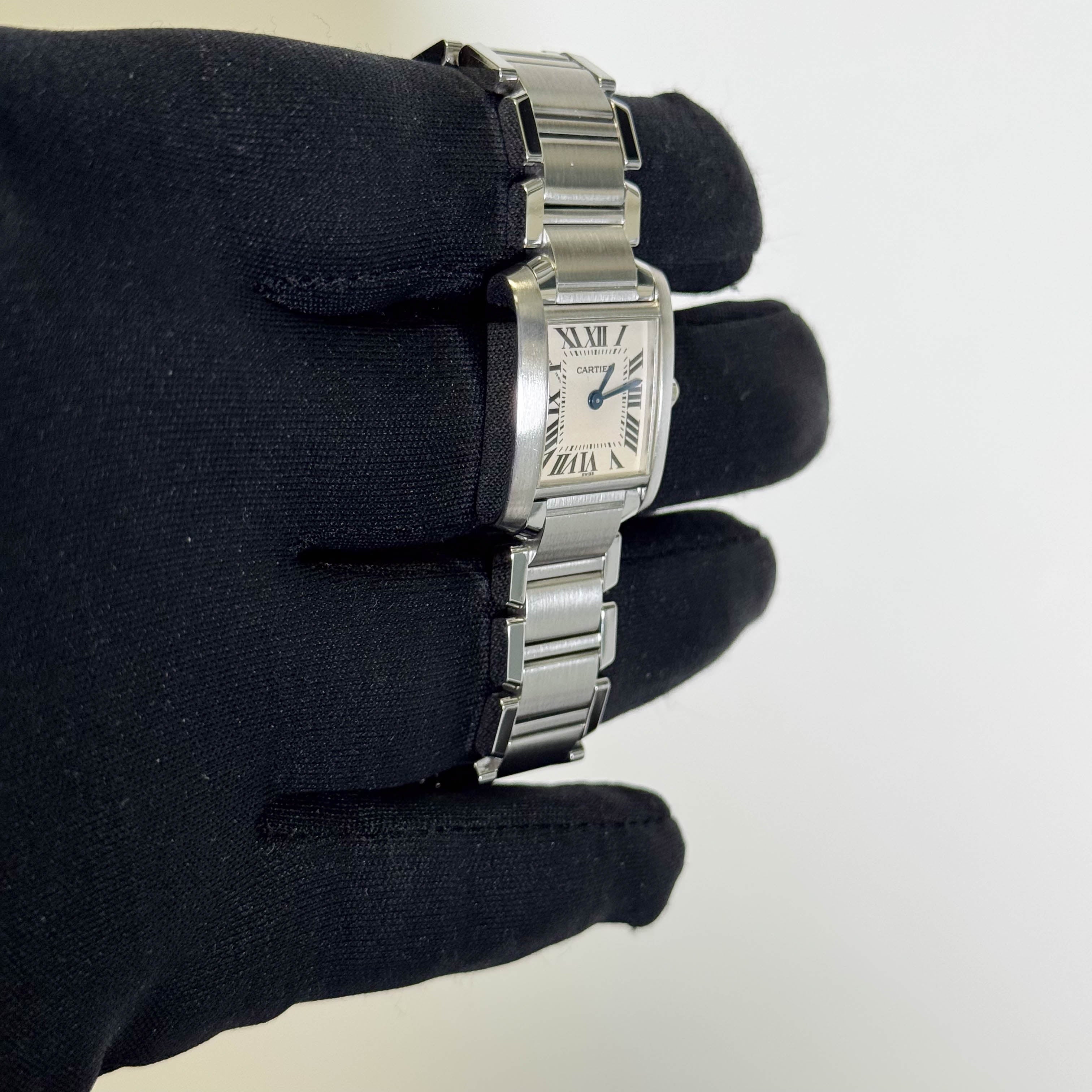 Cartier Tank Stainless Steel 20mm Ivory Dial Watch Ref# W51008Q3