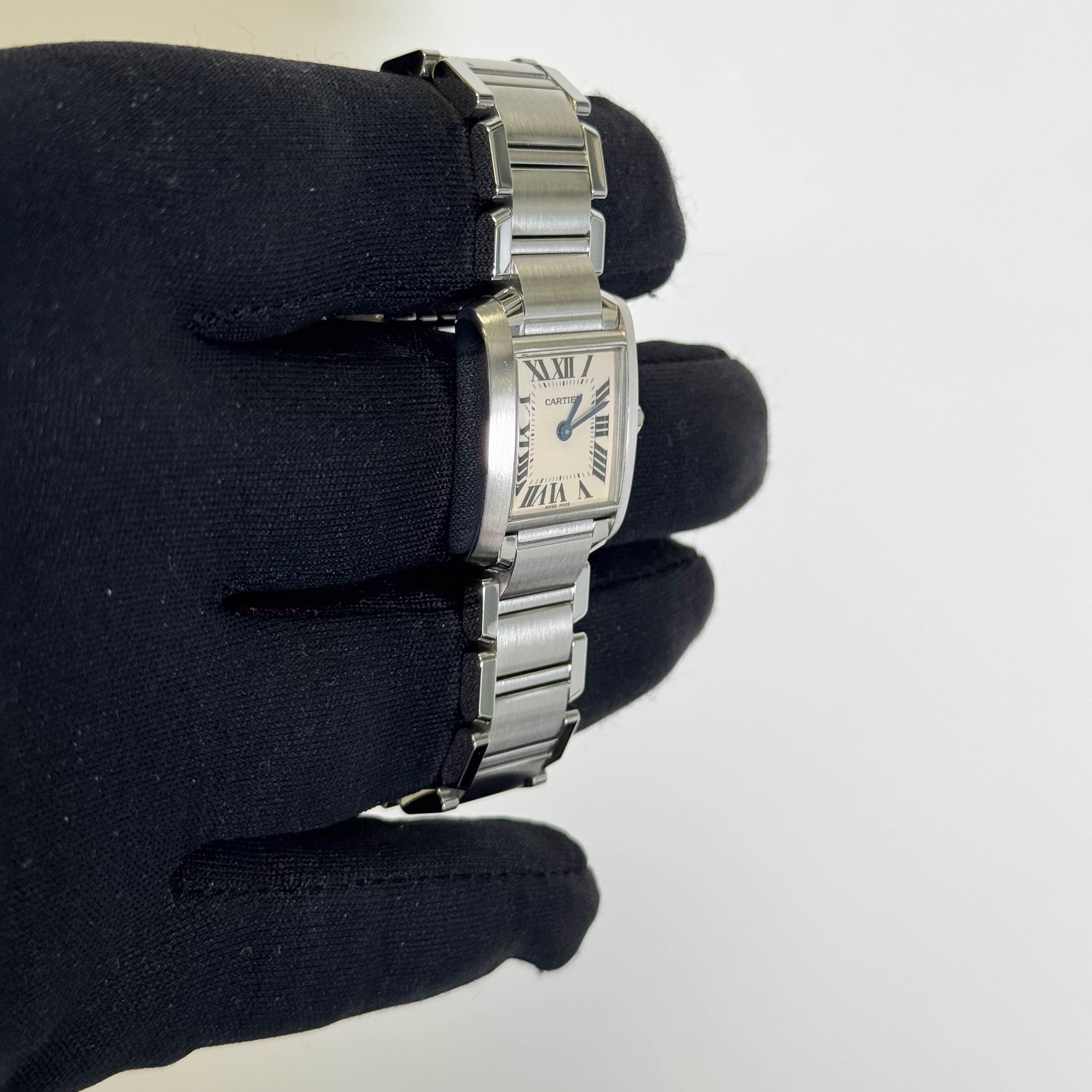 Cartier Tank Stainless Steel 20mm Ivory Dial Watch Ref# W51008Q3