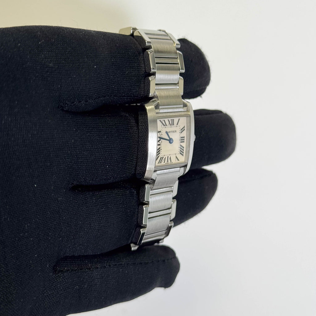 Cartier Tank Stainless Steel 20mm Ivory Dial Watch Ref# W51008Q3