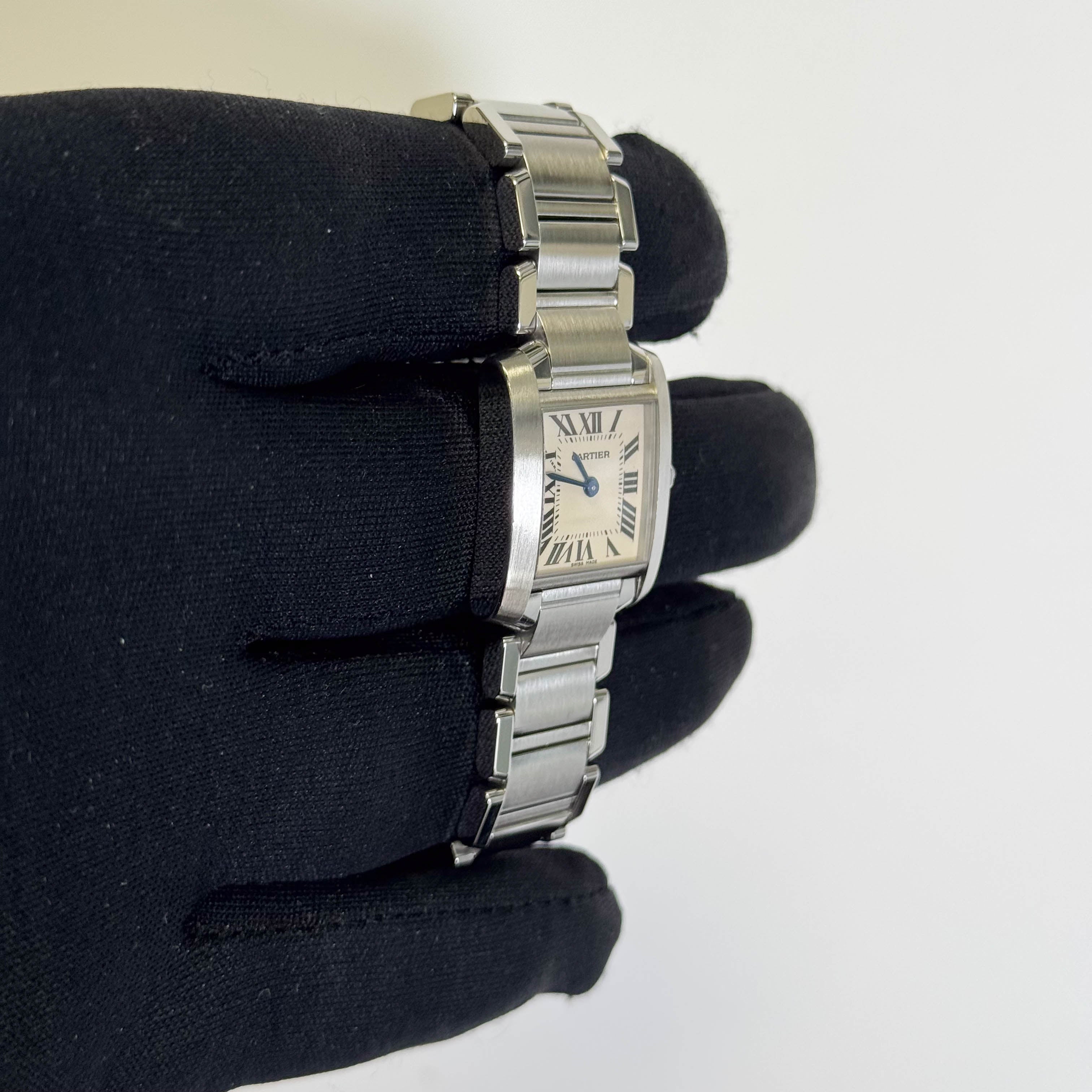Cartier Tank Stainless Steel 20mm Ivory Dial Watch Ref# W51008Q3
