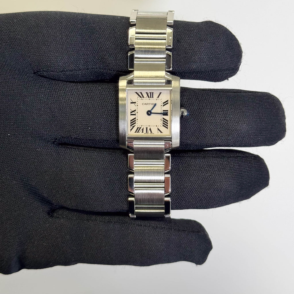 Cartier Tank Stainless Steel 20mm Ivory Dial Watch Ref# W51008Q3