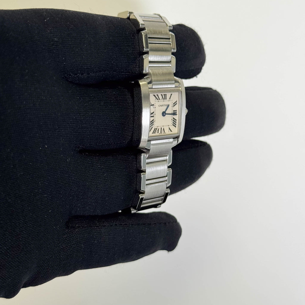 Cartier Tank Stainless Steel 20mm Ivory Dial Watch Ref# W51008Q3
