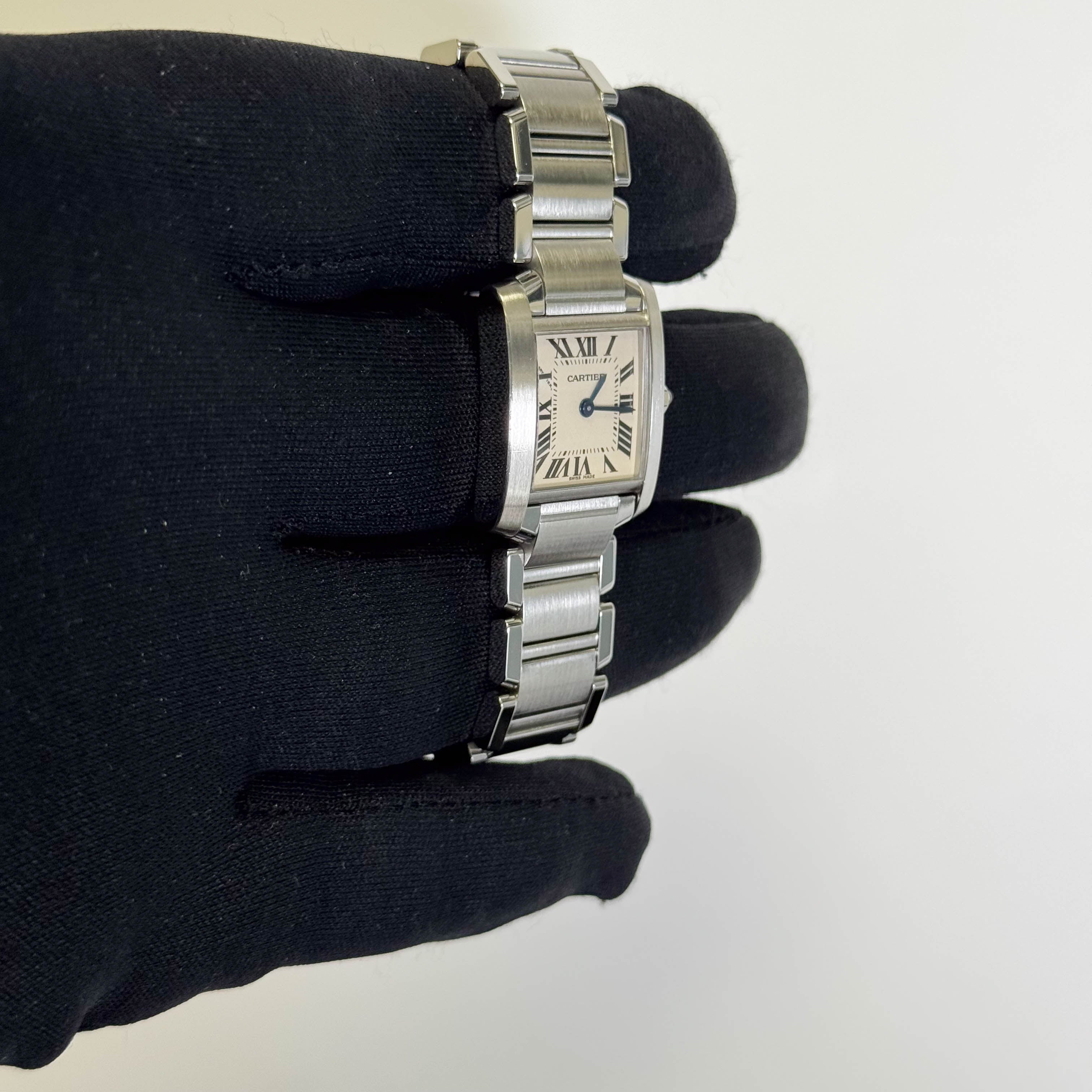 Cartier Tank Stainless Steel 20mm Ivory Dial Watch Ref# W51008Q3