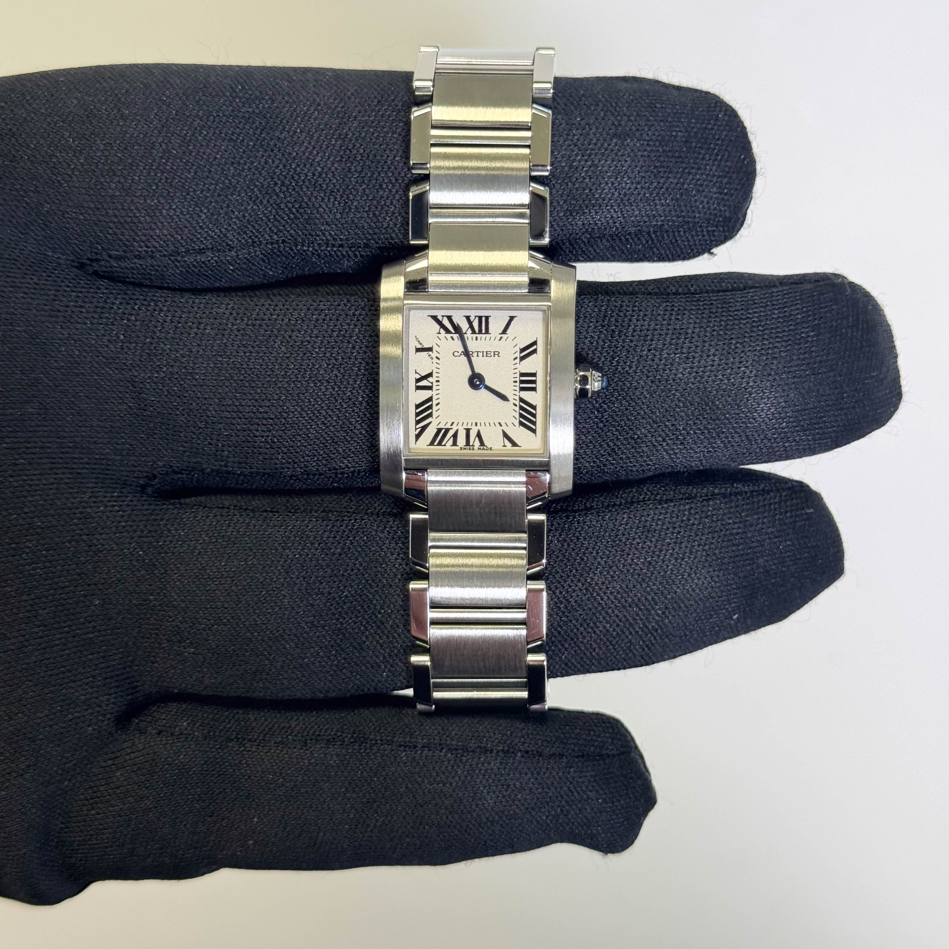 Cartier Tank Stainless Steel 20mm Ivory Dial Watch Ref# W51008Q3