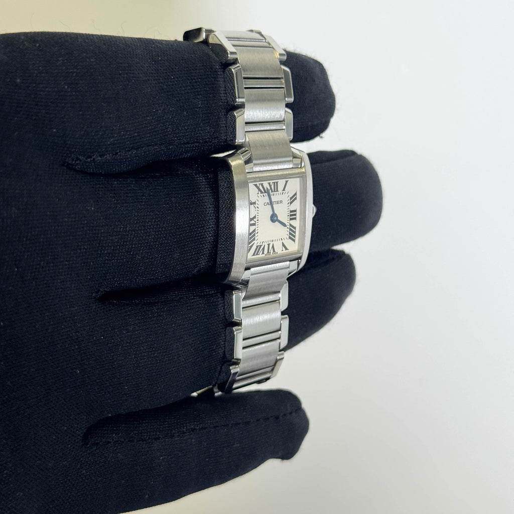 Cartier Tank Stainless Steel 20mm Ivory Dial Watch Ref# W51008Q3