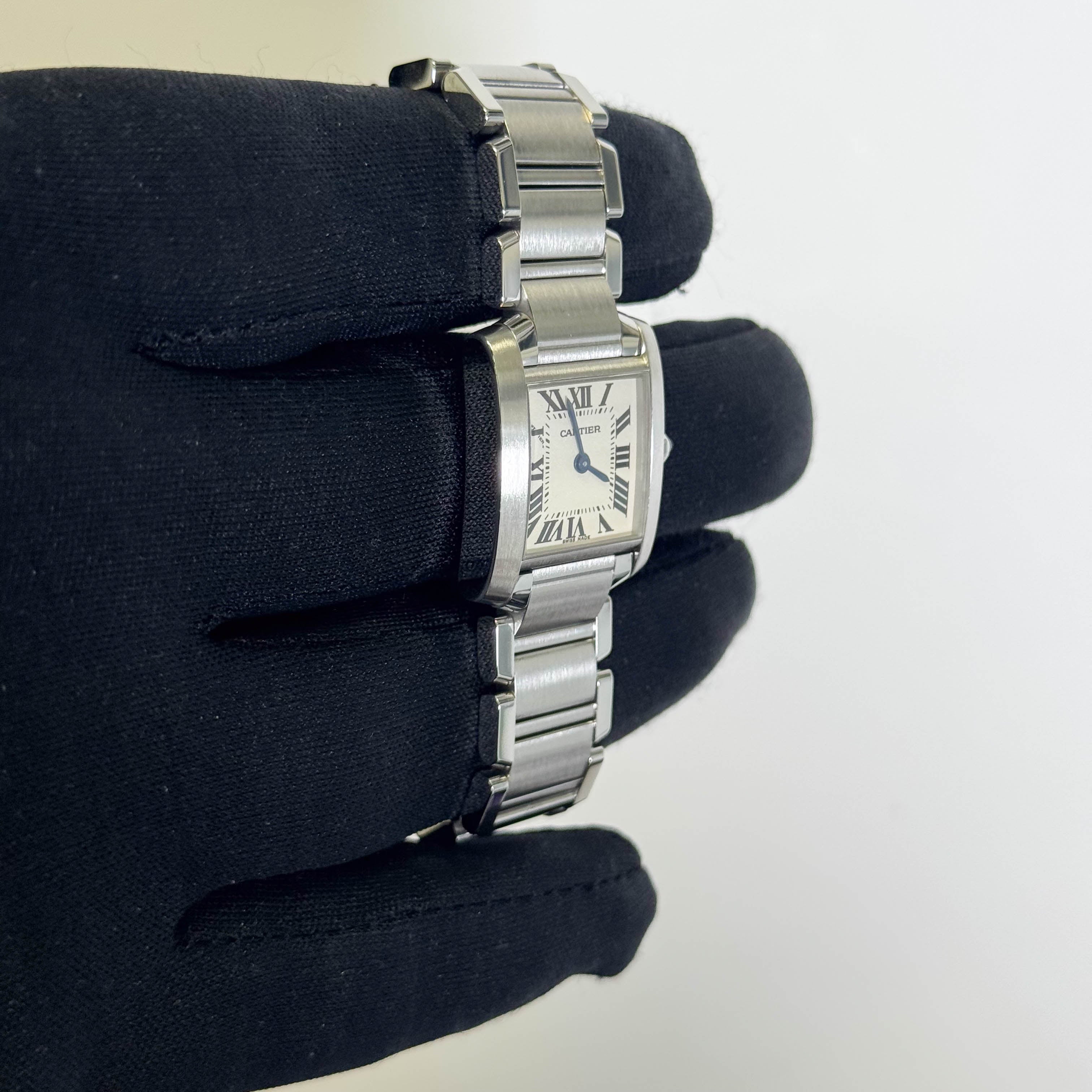 Cartier Tank Stainless Steel 20mm Ivory Dial Watch Ref# W51008Q3