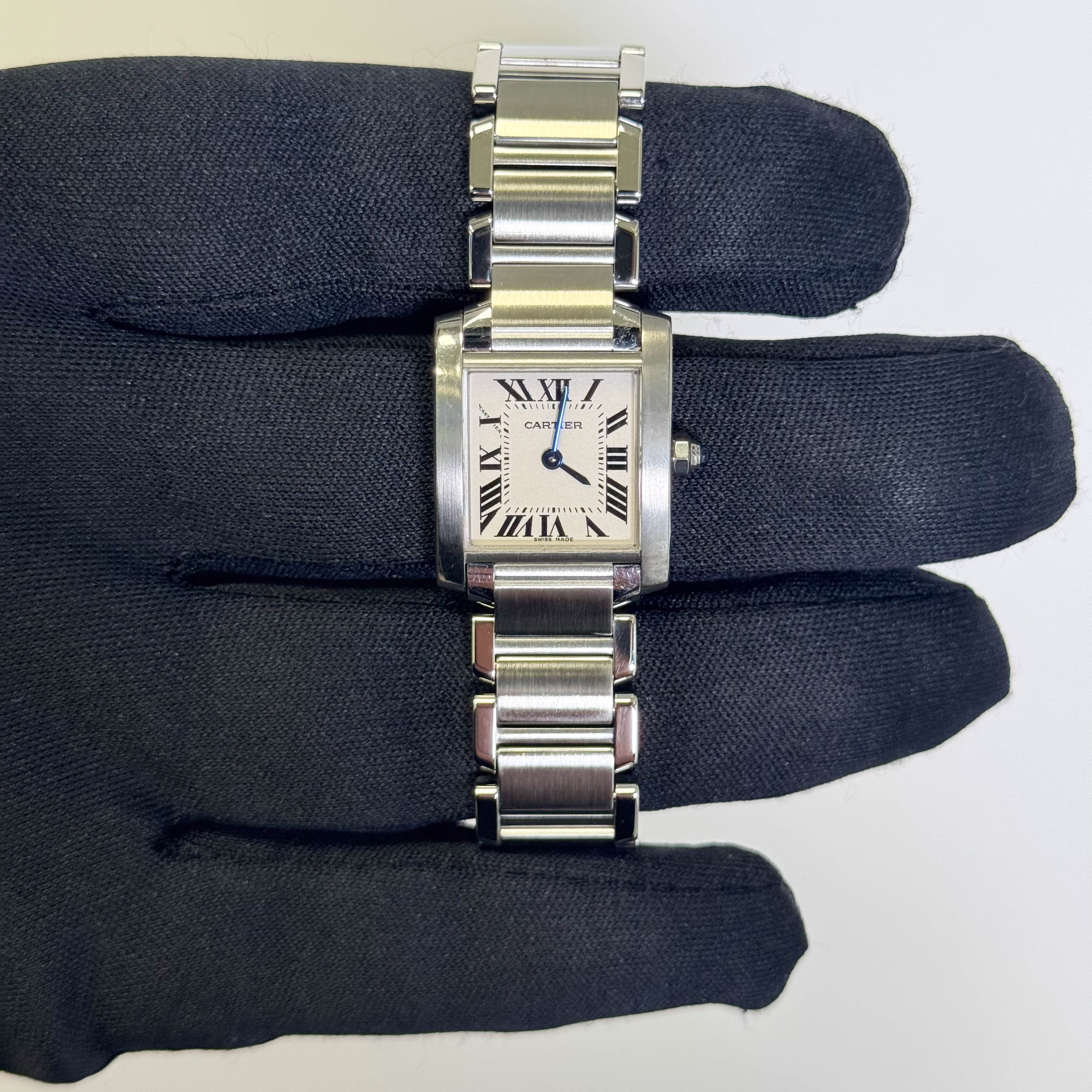 Cartier Tank Stainless Steel 20mm Ivory Dial Watch Ref# W51008Q3
