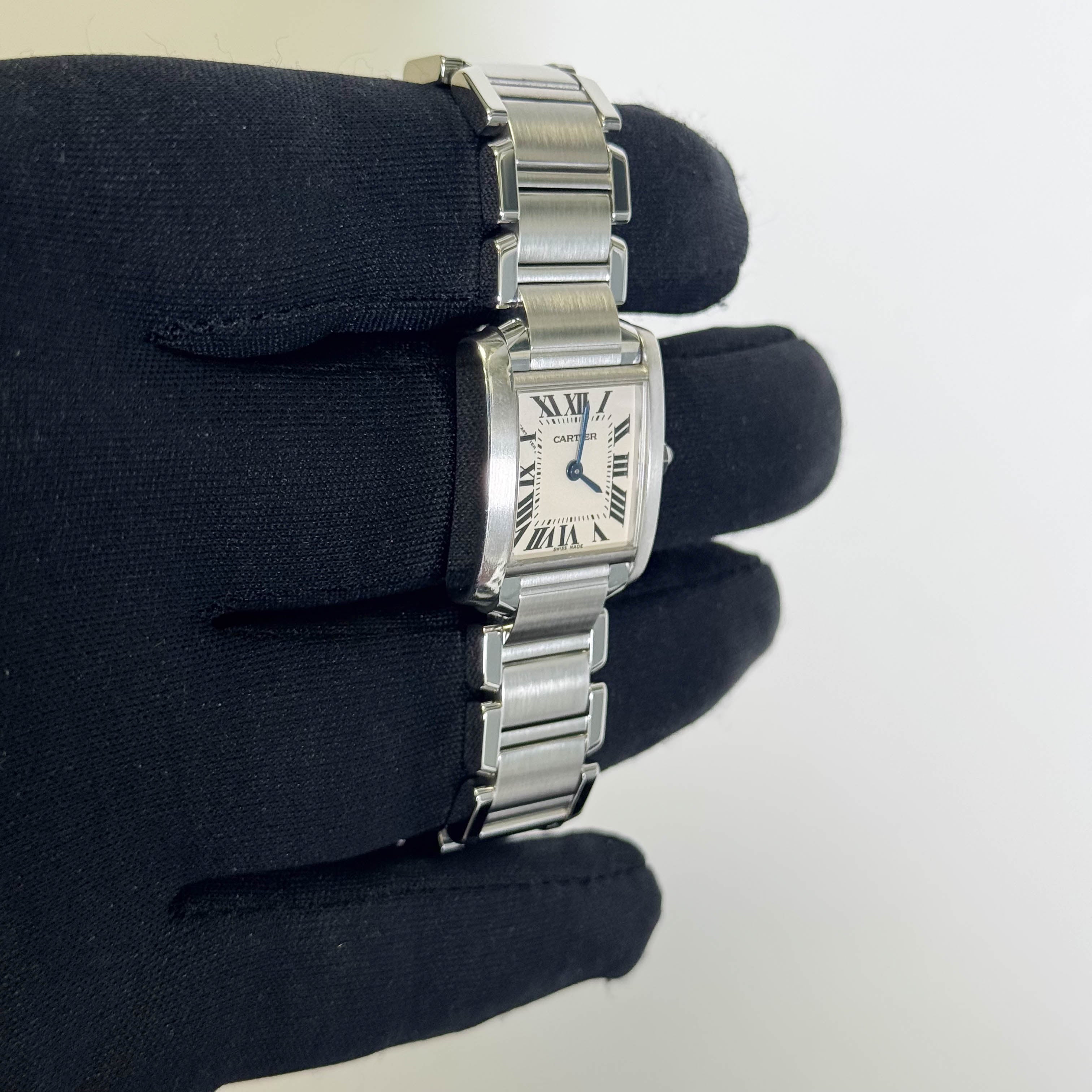 Cartier Tank Stainless Steel 20mm Ivory Dial Watch Ref# W51008Q3
