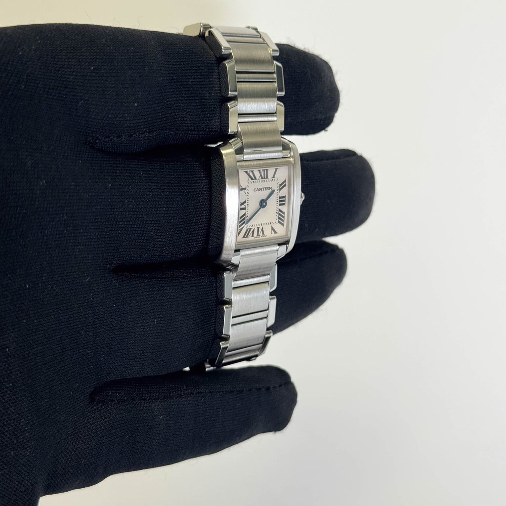 Cartier Tank Stainless Steel 20mm Ivory Dial Watch Ref# W51008Q3