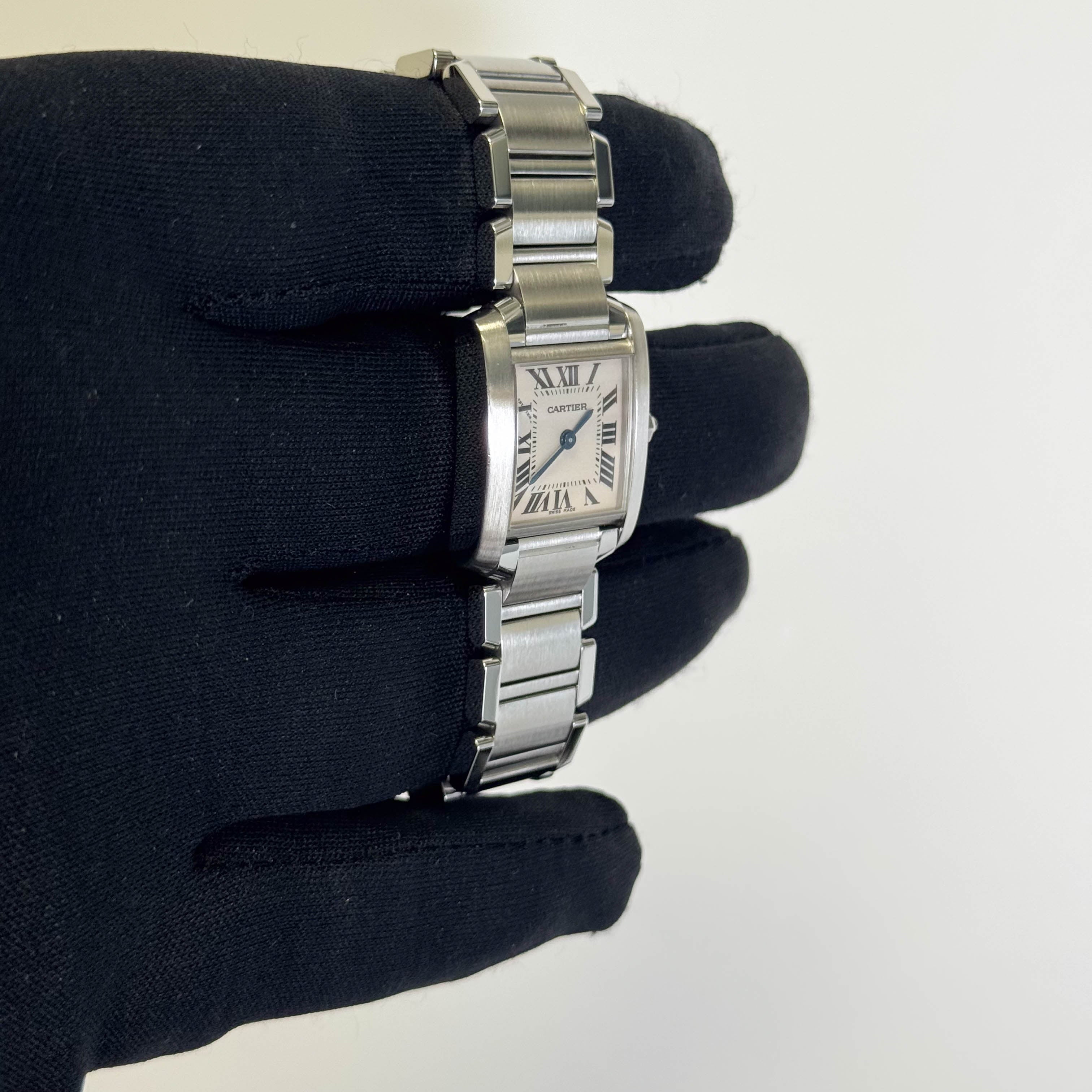 Cartier Tank Stainless Steel 20mm Ivory Dial Watch Ref# W51008Q3