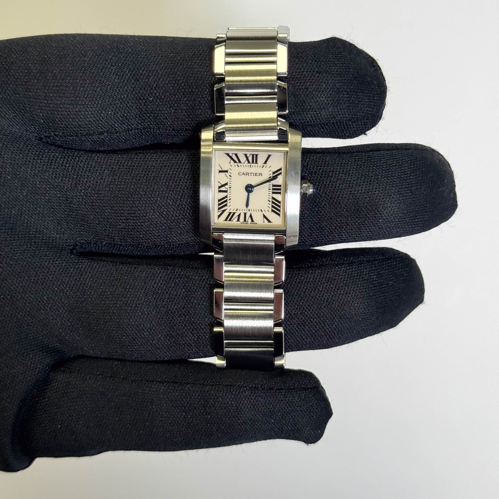 Cartier Tank Stainless Steel 20mm Ivory Dial Watch Ref# W51008Q3