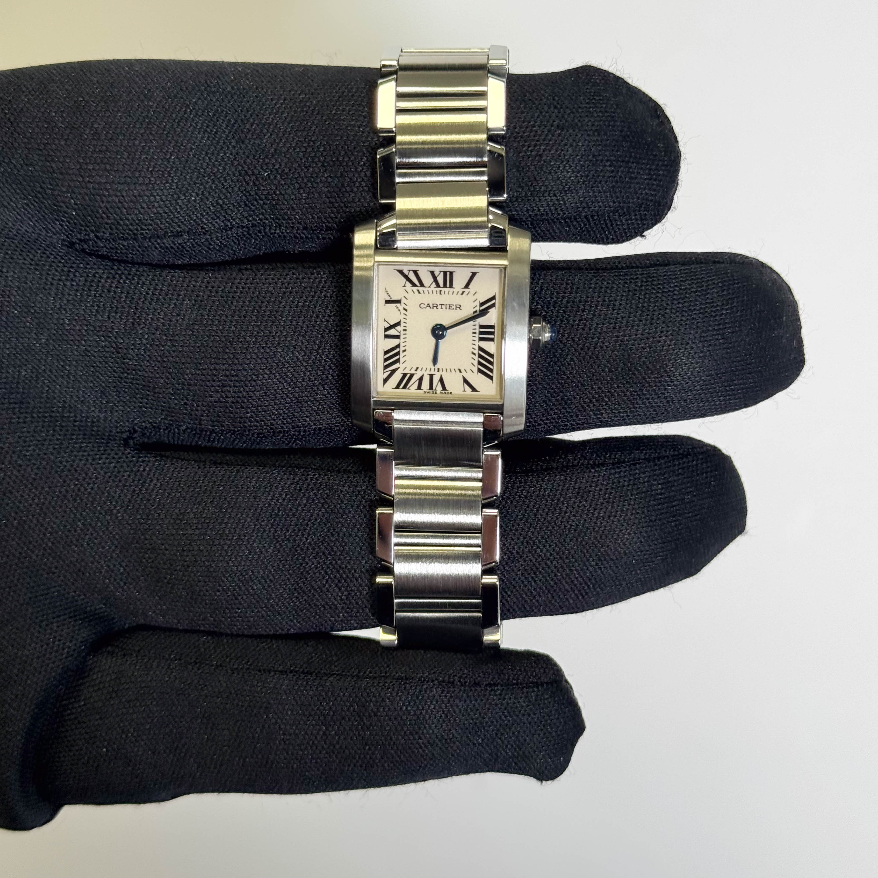 Cartier Tank Stainless Steel 20mm Ivory Dial Watch Ref# W51008Q3