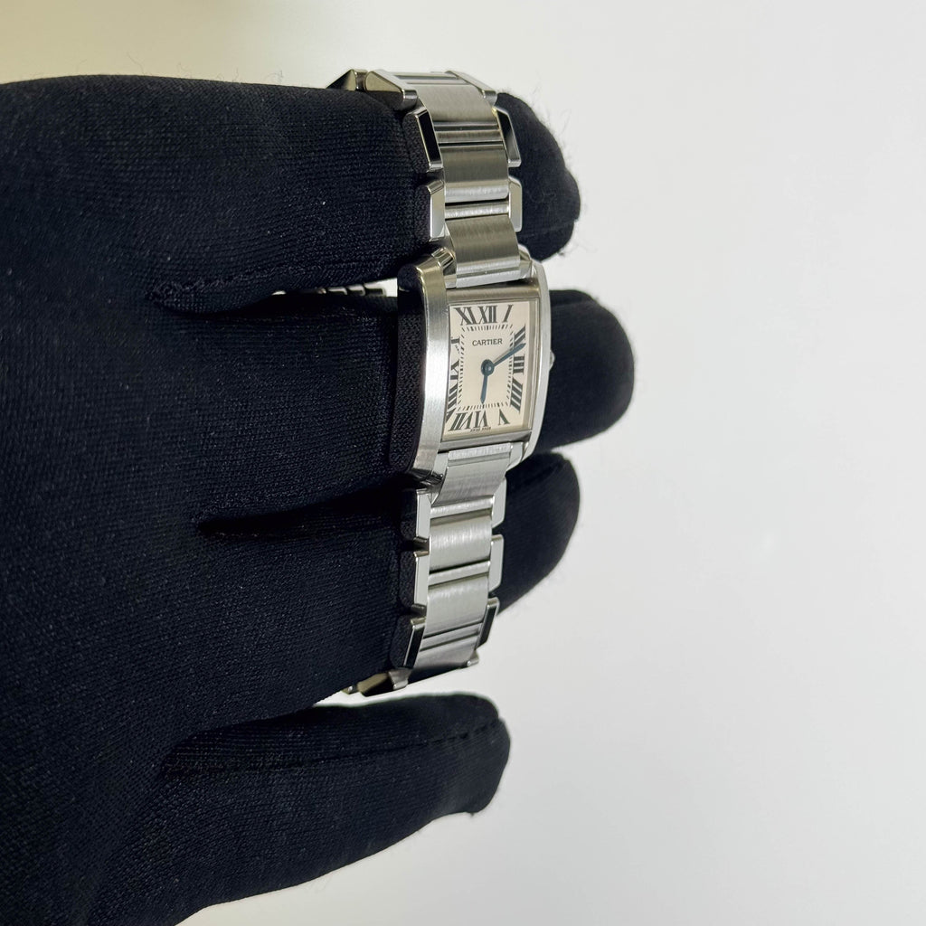 Cartier Tank Stainless Steel 20mm Ivory Dial Watch Ref# W51008Q3