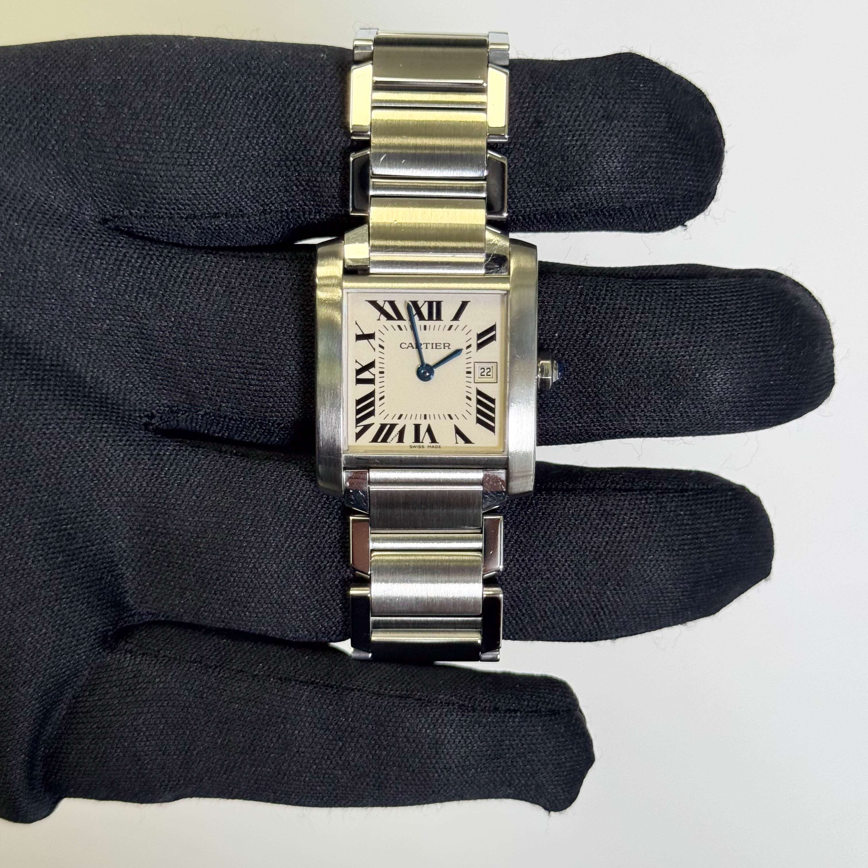 Cartier Tank Stainless Steel 25mm White Dial Watch Ref# W51011Q3