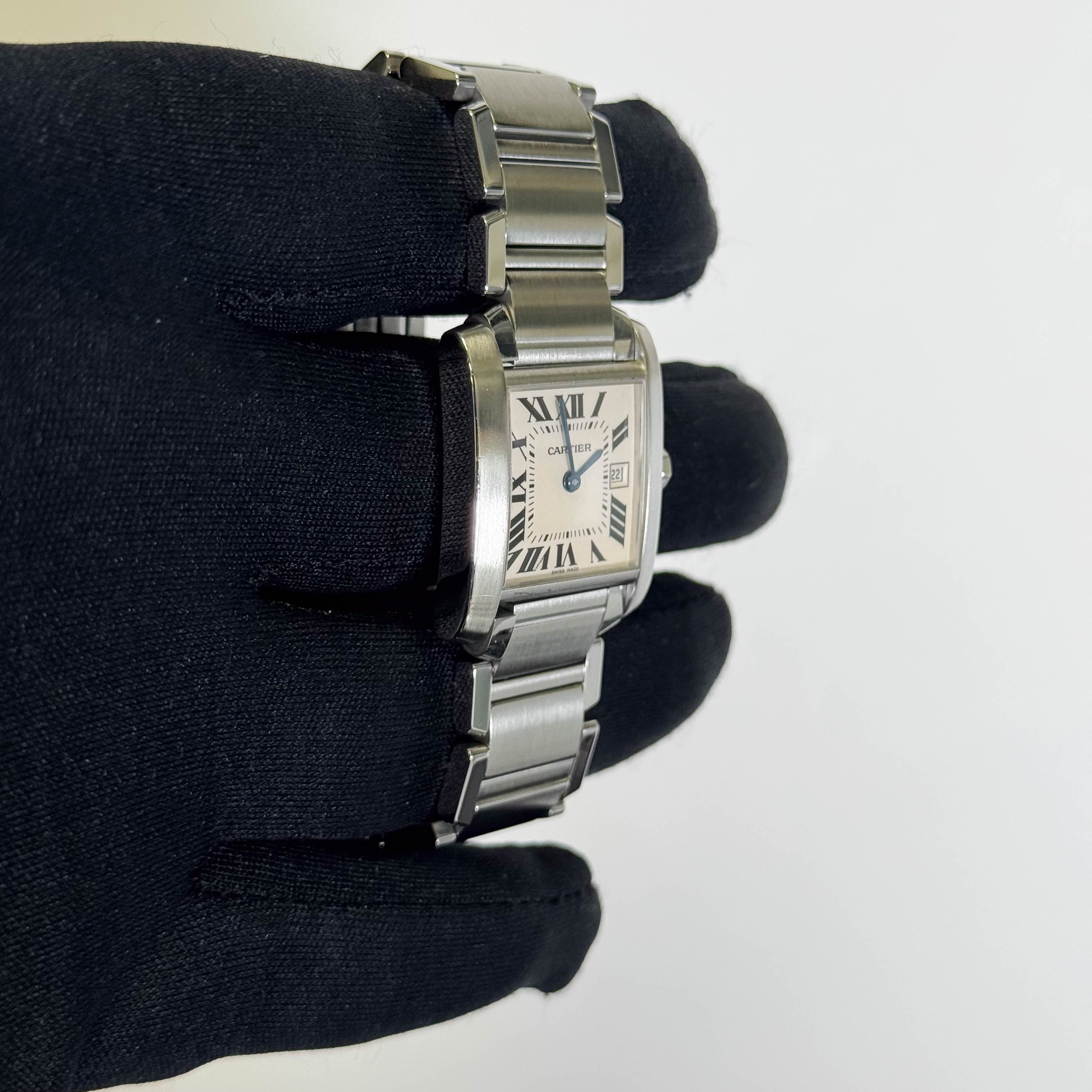 Cartier Tank Stainless Steel 25mm White Dial Watch Ref# W51011Q3