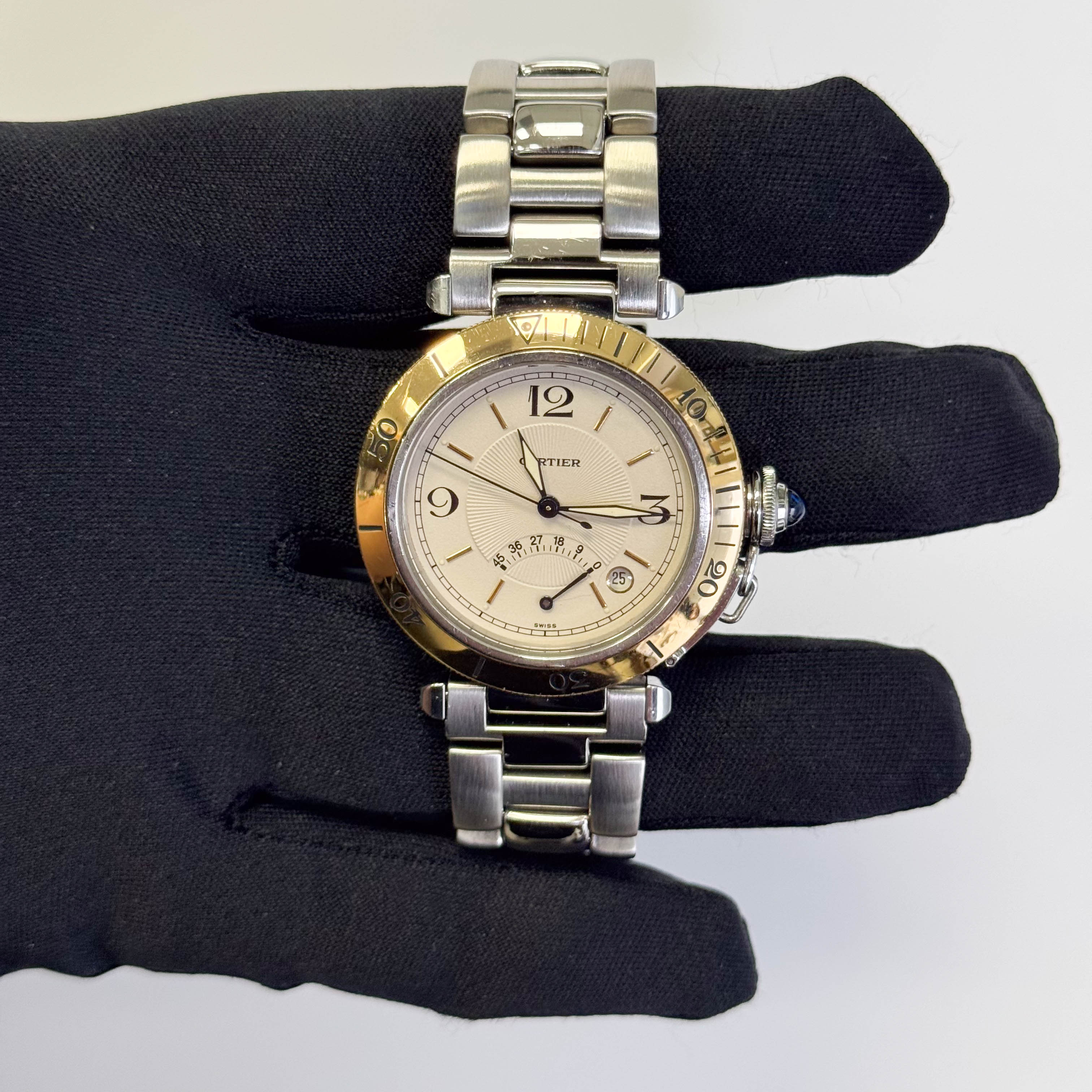 Cartier Pasha 38mm Cream Dial Watch Ref# W31012H3