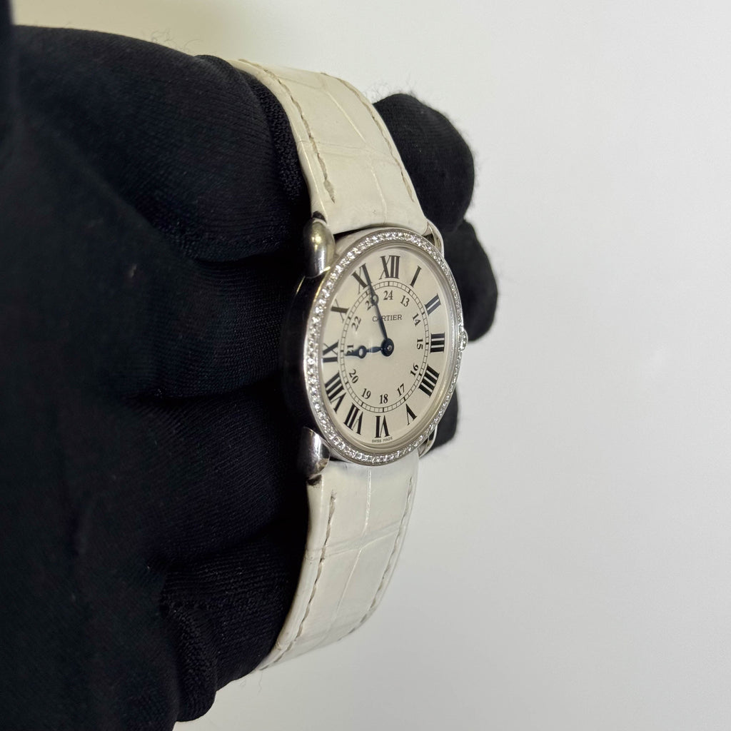 Cartier Ronde Louis 29mm 18K White Gold Ivory Roman Dial Watch Ref# WR000251