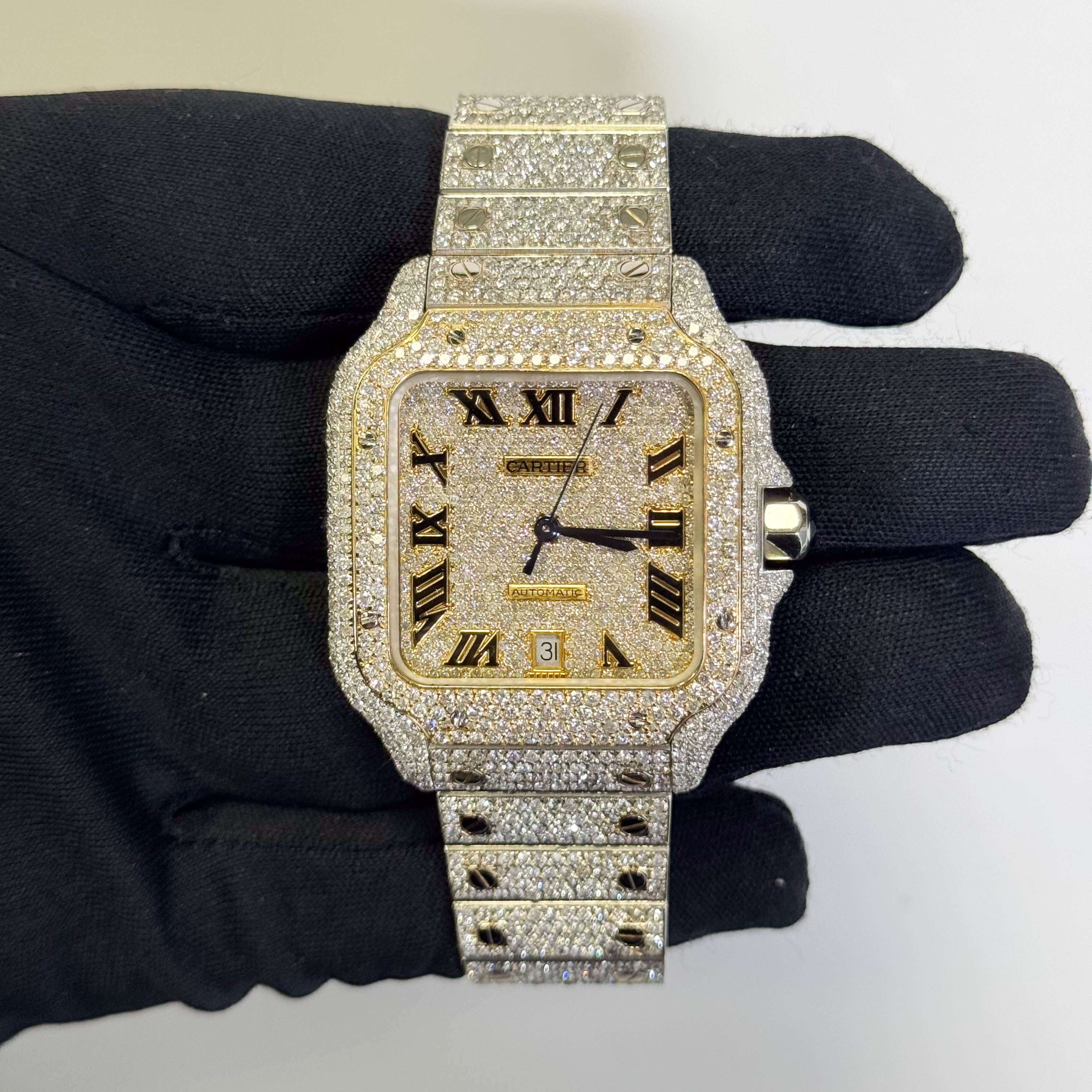 Cartier Santos 40mm Pave Dial Watch Ref# WSSA0009