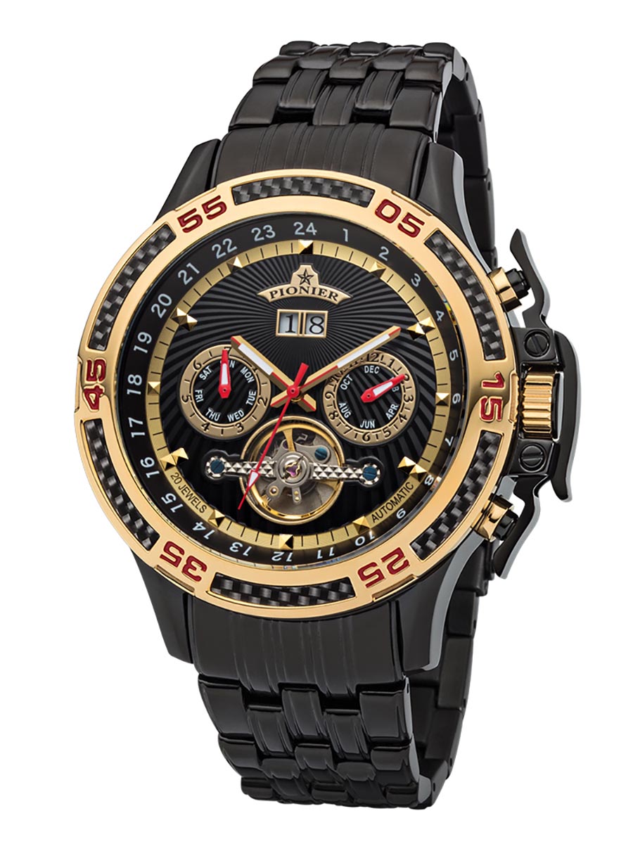 Amsterdam Automatic Calendar Watch by Pionier GM-515-12 |Black|
