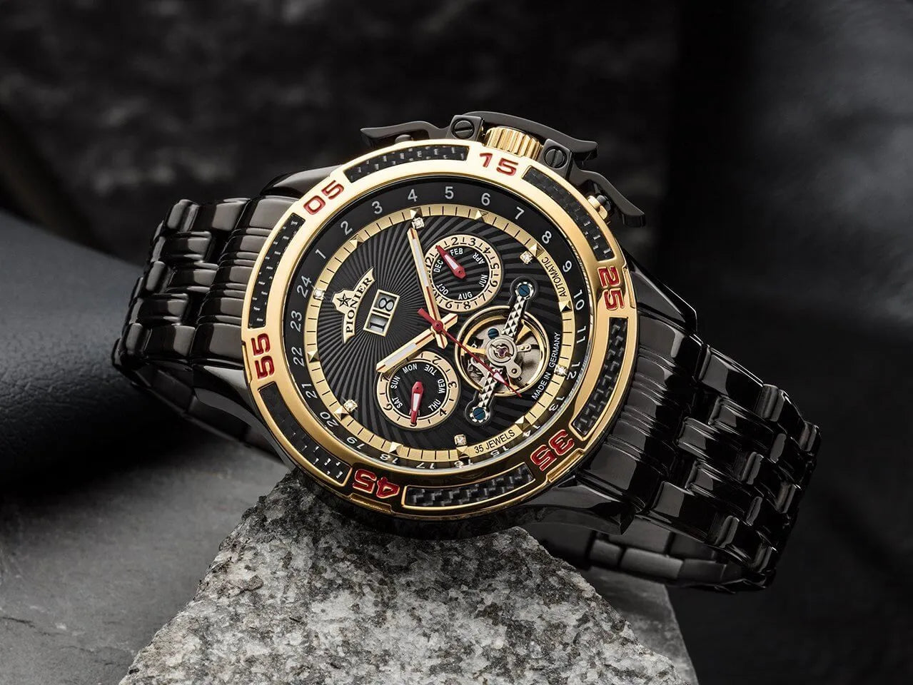 Amsterdam Automatic Calendar Watch by Pionier GM-515-12 |Black|