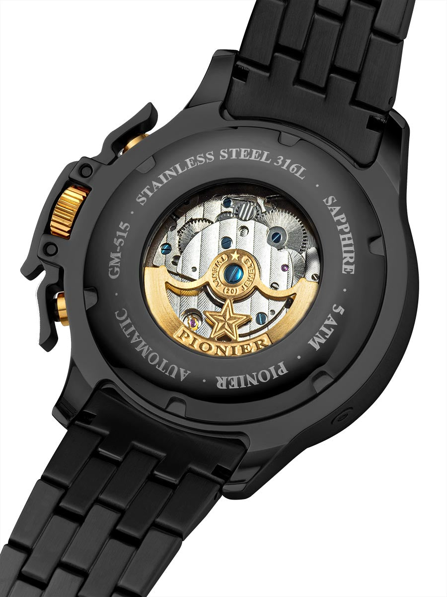 Amsterdam Automatic Calendar Watch by Pionier GM-515-12 |Black|