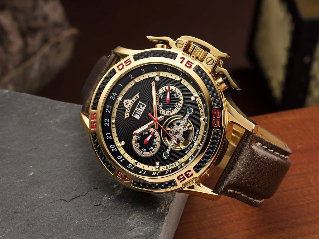 Amsterdam Automatic Calendar Watch by Pionier GM-515-3 |Gold|
