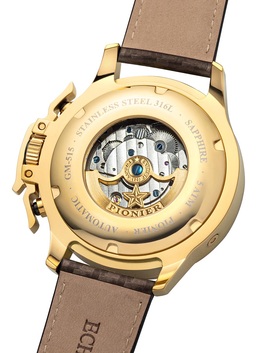 Amsterdam Automatic Calendar Watch by Pionier GM-515-3 |Gold|