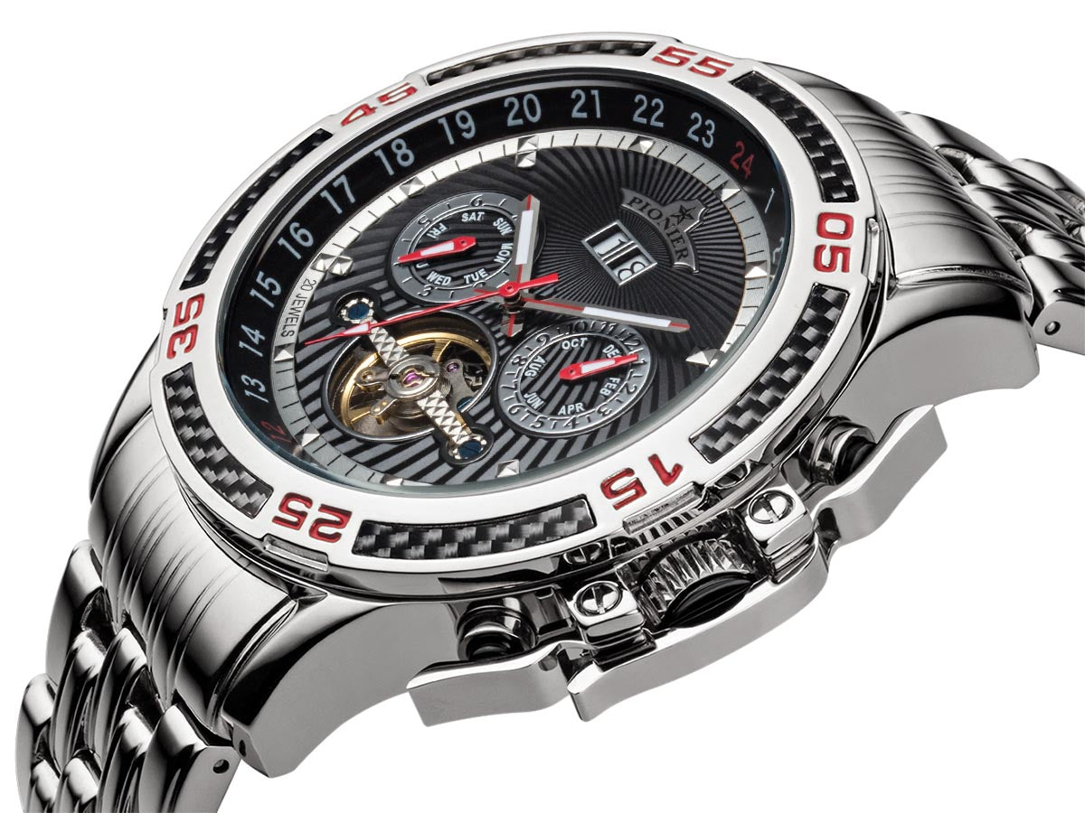 Amsterdam Automatic Calendar Watch by Pionier GM-515-7 |Silver|