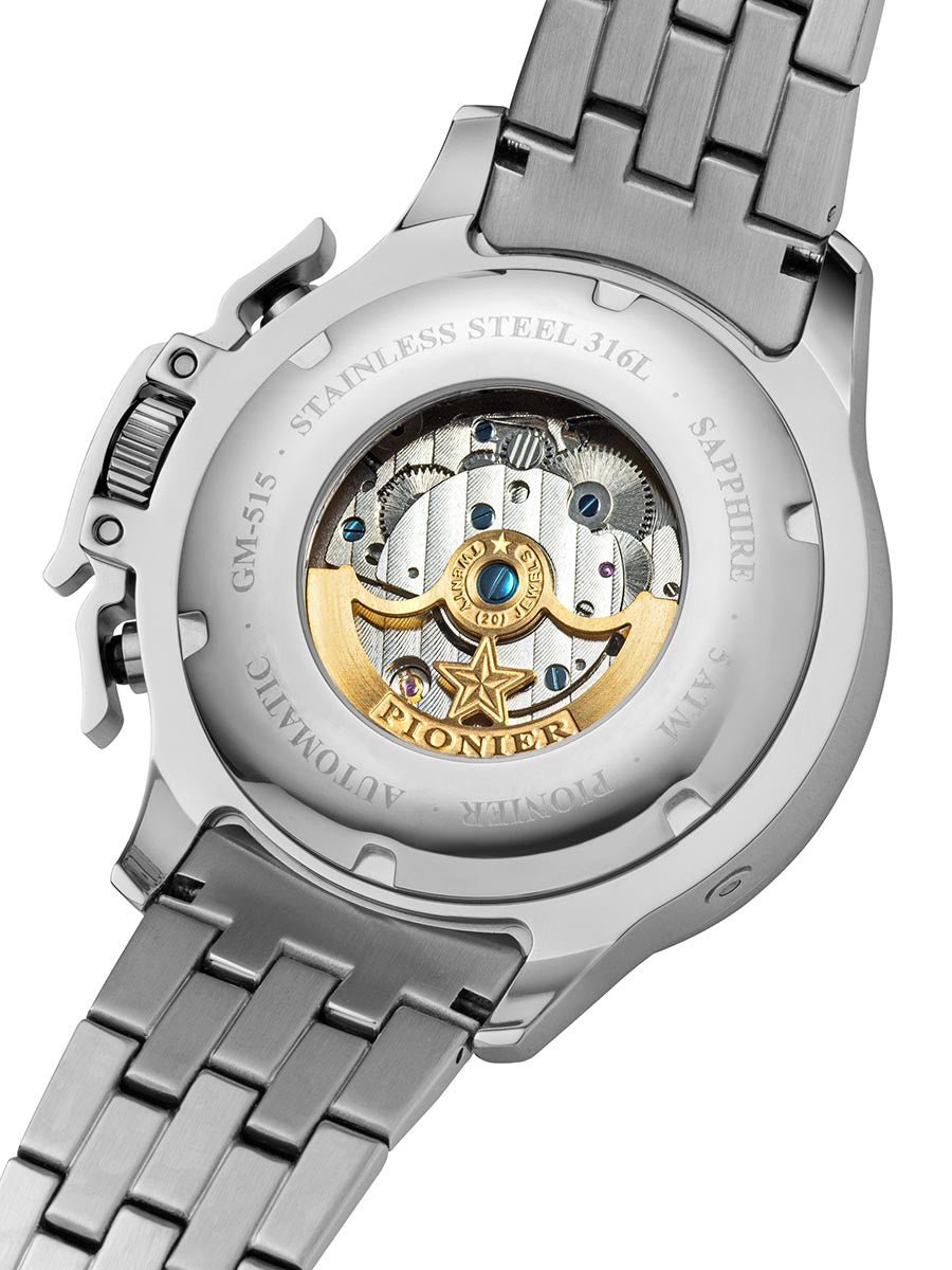 Amsterdam Automatic Calendar Watch by Pionier GM-515-7 |Silver|