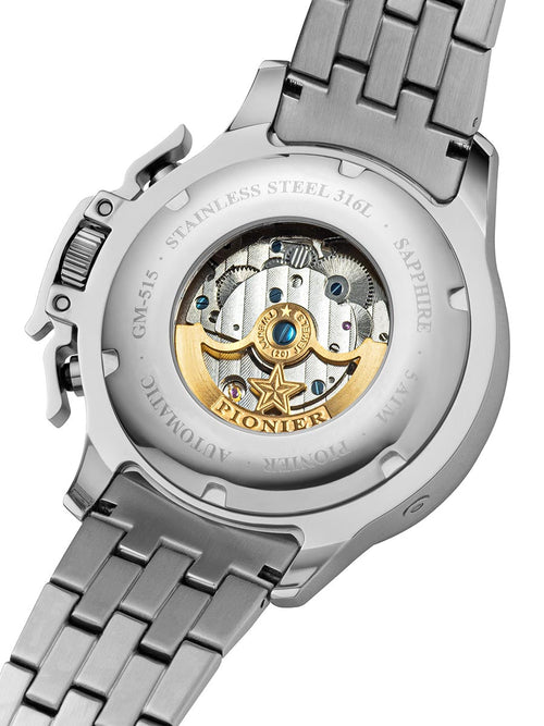 Amsterdam Automatic Calendar Watch by Pionier GM-515-7 |Silver|