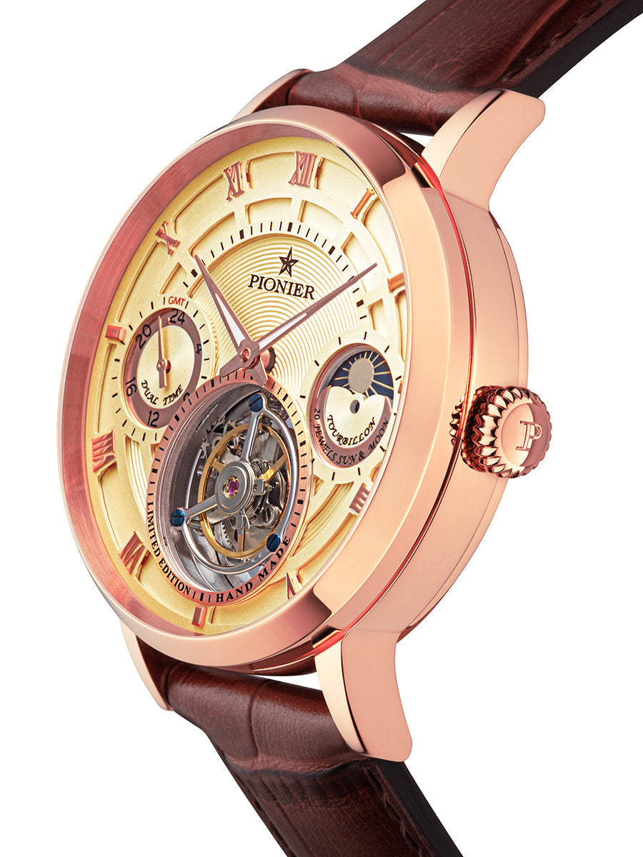 Handmade Lausanne Tourbillon by Pionier Germany - GM-905-5 |Rose|