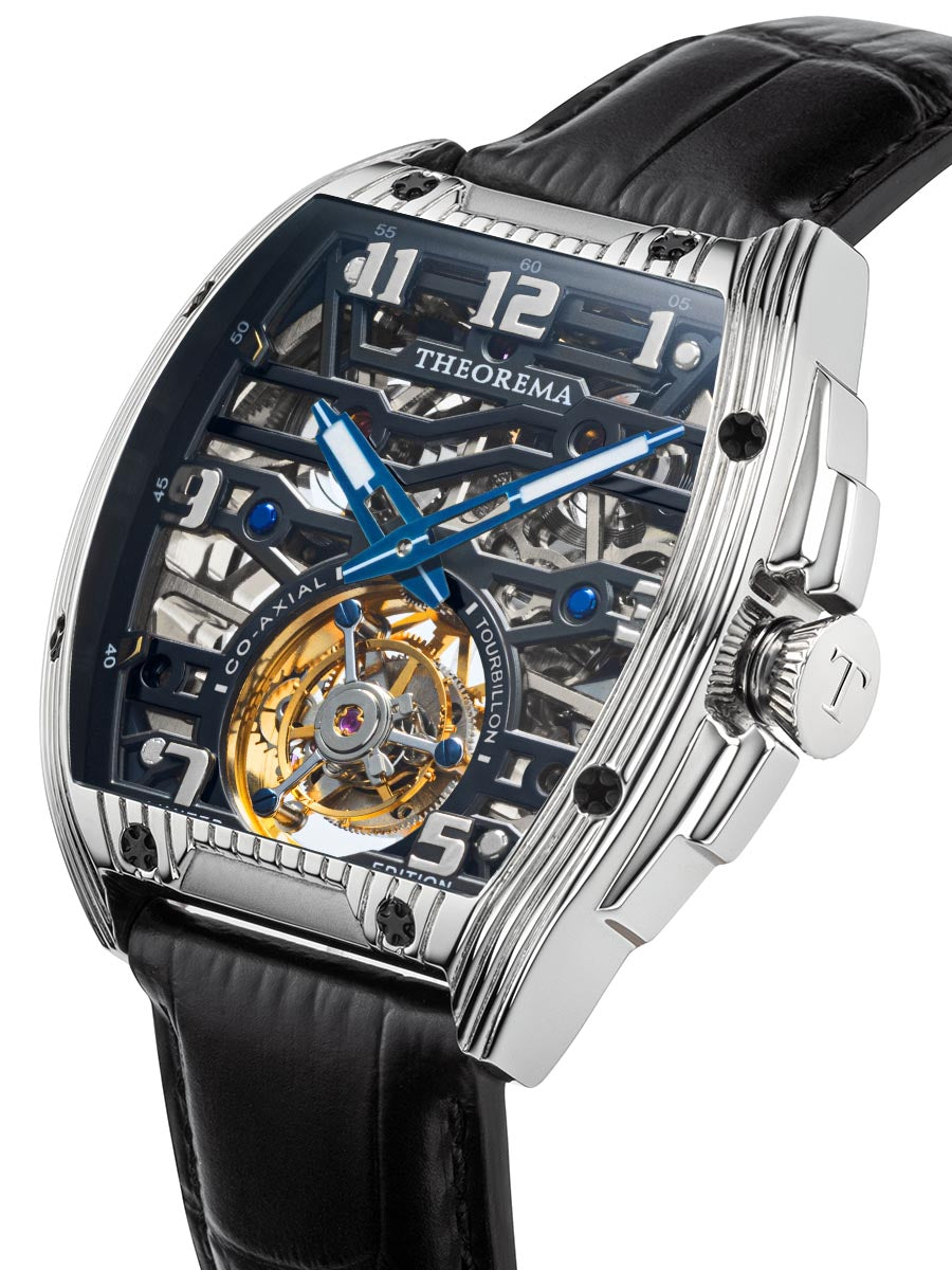 Limited Edition. Co-axial St. Moritz Tourbillon by Theorema Germany - GM-907-2 |Silver|