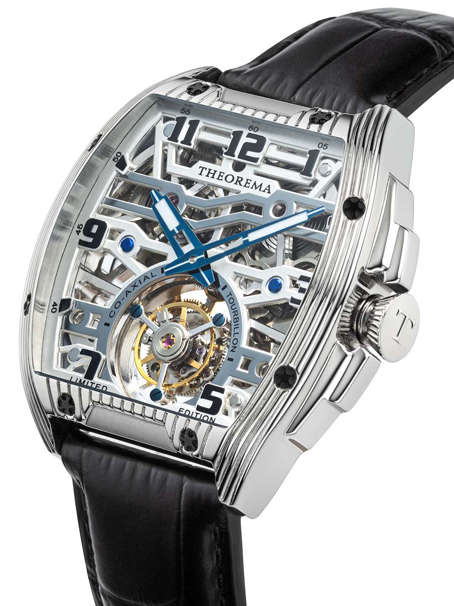 Limited Edition. Co-axial St. Moritz Tourbillon by Theorema Germany - GM-907-1 |Silver|