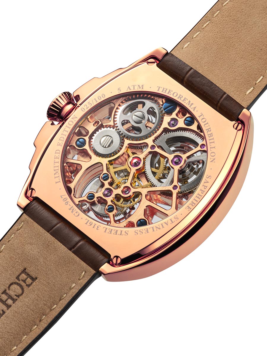 Limited Edition. Co-axial St. Moritz Tourbillon by Theorema Germany - GM-907-5 |Rose|