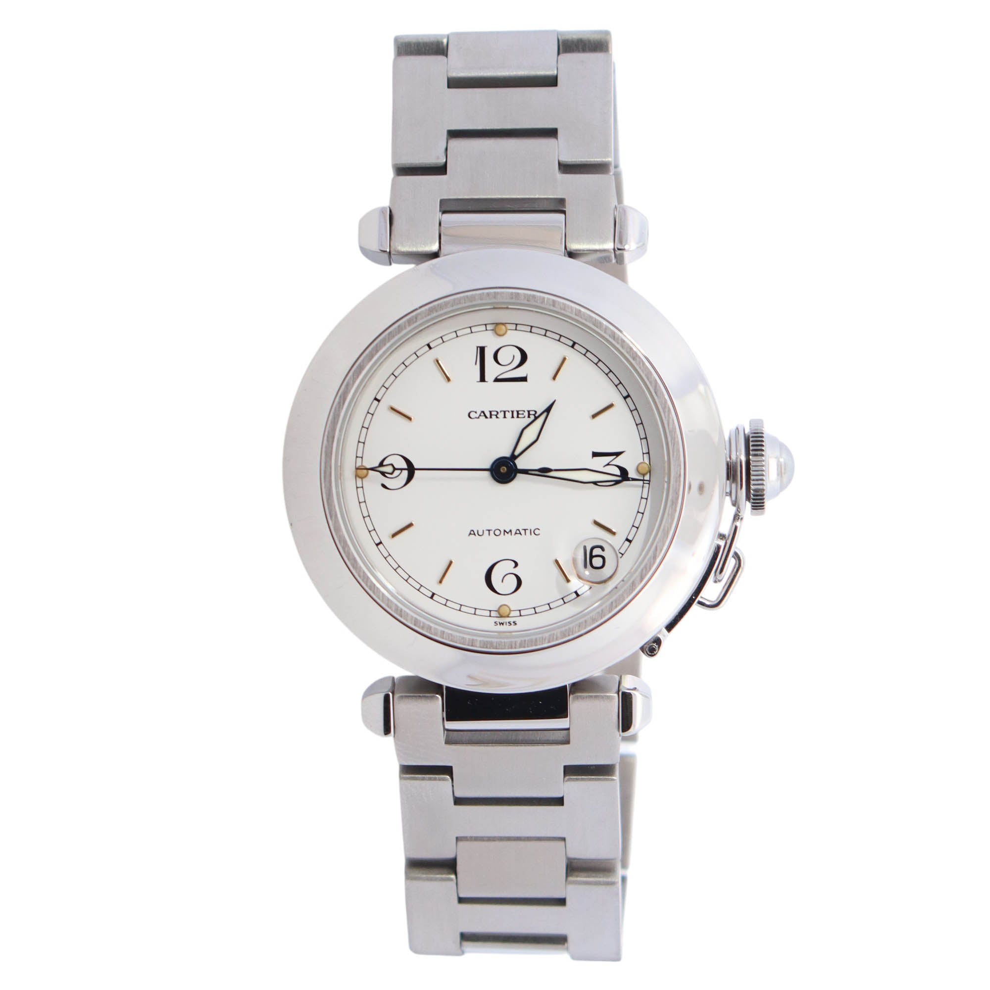 Cartier Pasha 35mm White Dial Watch Ref# W31015M7