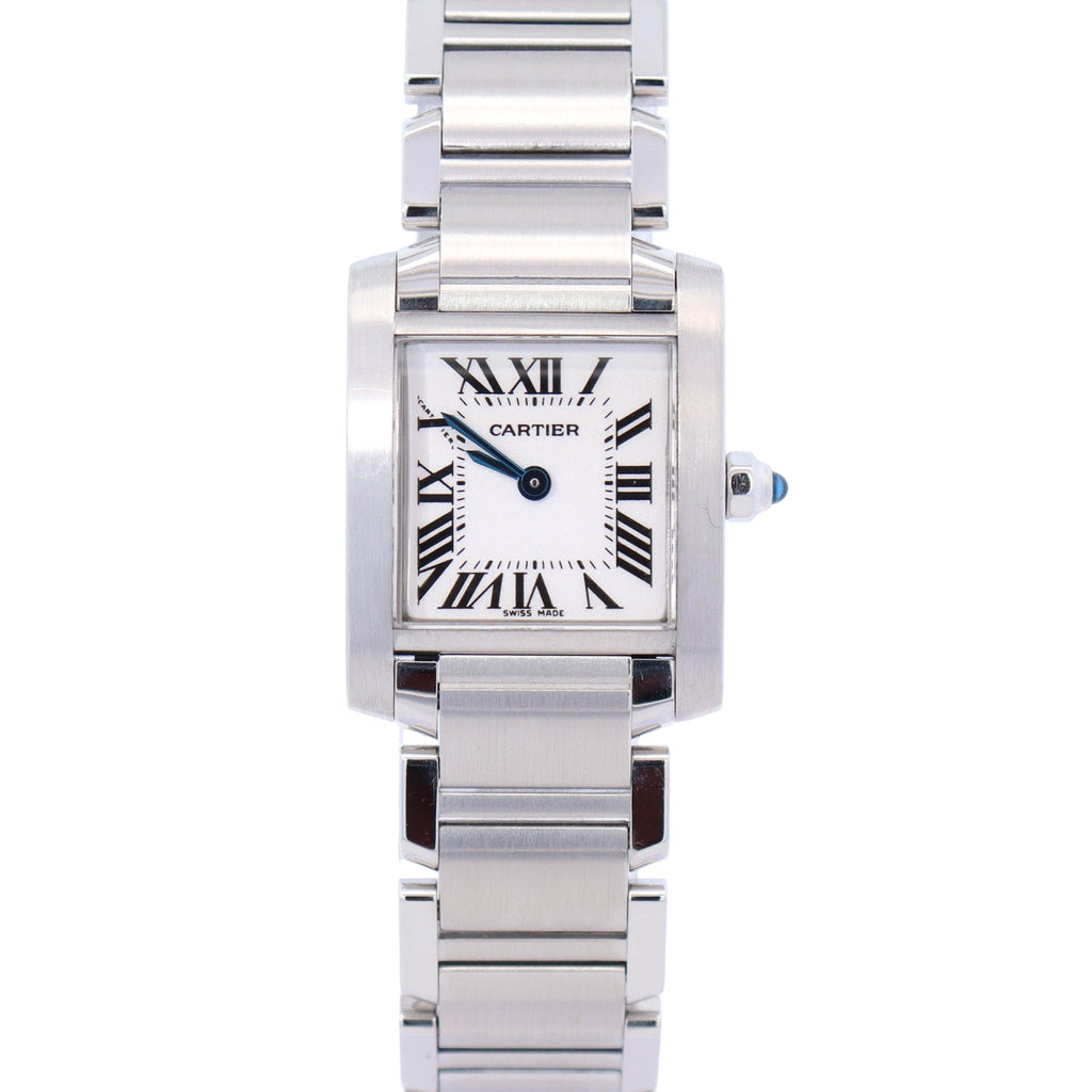 Cartier Tank Stainless Steel 20mm Ivory Dial Watch Ref# W51008Q3