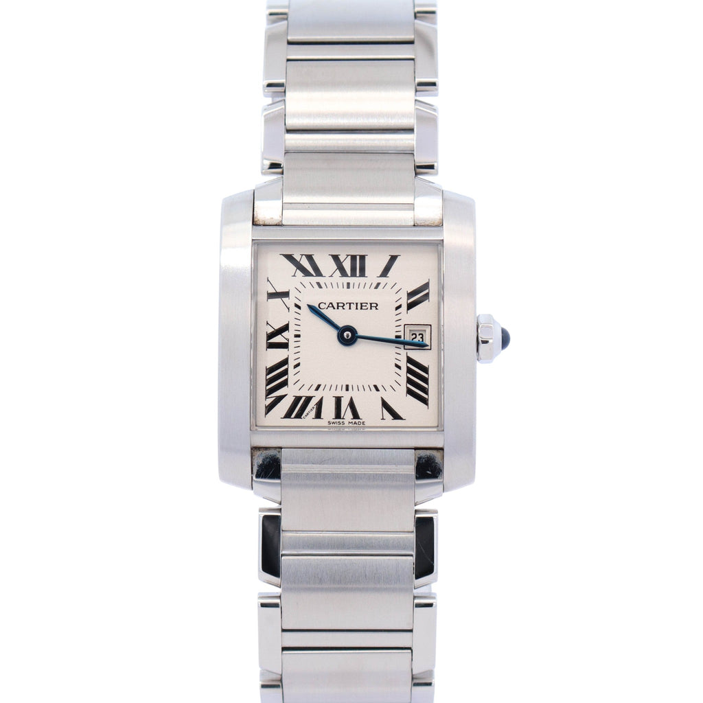 Cartier Tank Stainless Steel 25mm White Dial Watch Ref# W51011Q3