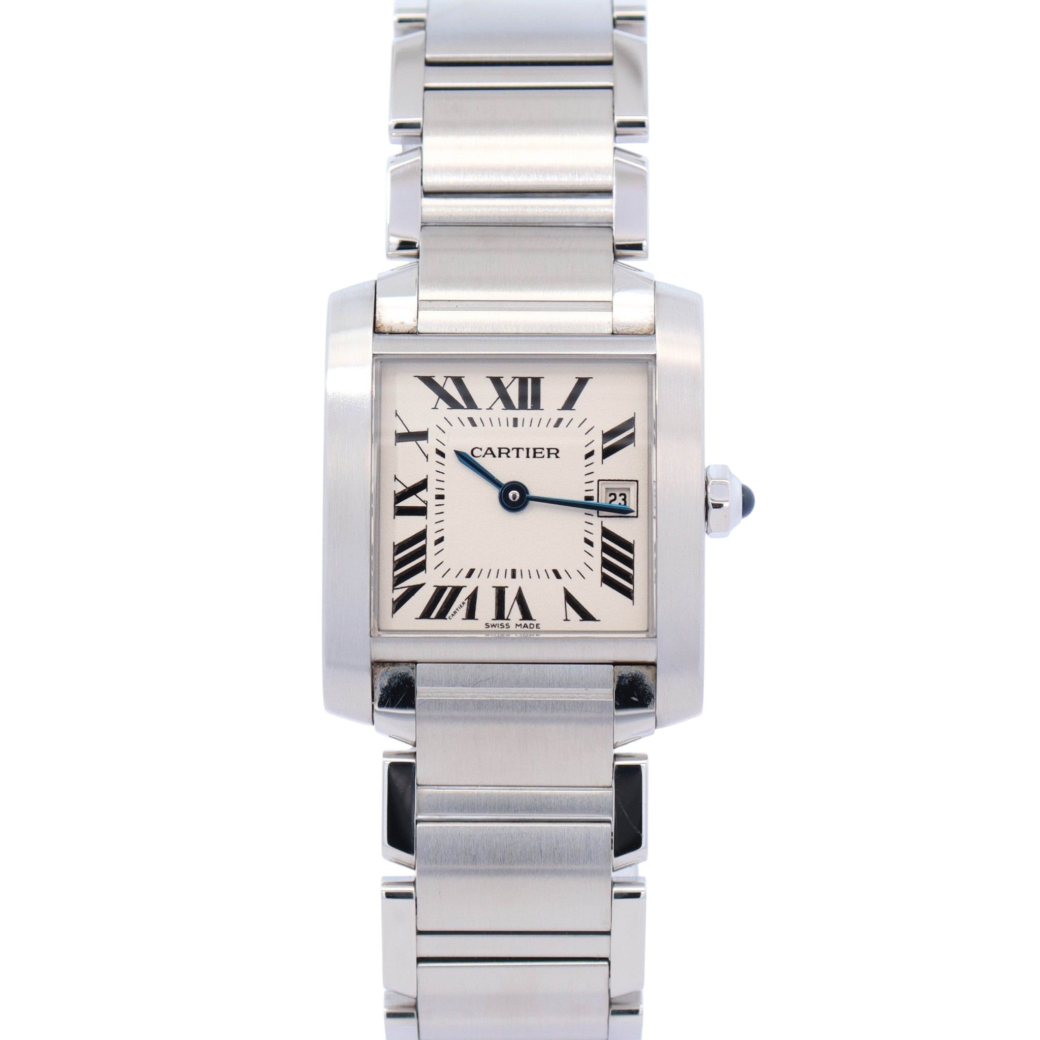 Cartier Tank Stainless Steel 25mm White Dial Watch Ref# W51011Q3