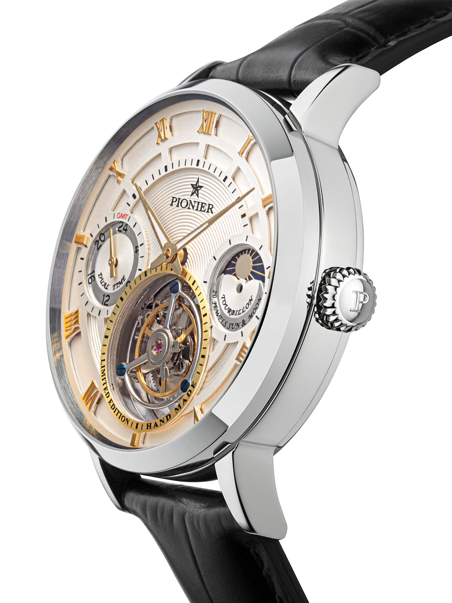 Handmade Lausanne Tourbillon by Pionier Germany - GM-905-1 |Silver|